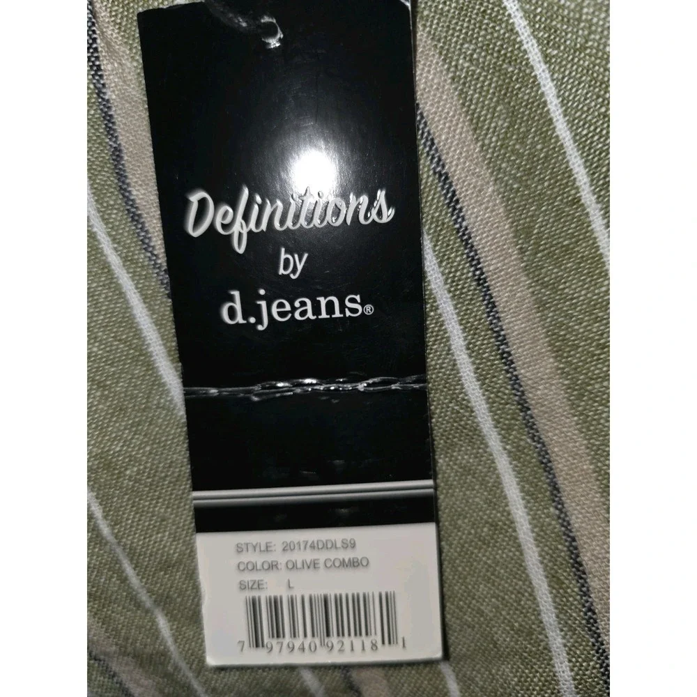 Linen Blend Bohemian Women's Definitions by D. Jeans Green Stripe Shorts Sz L